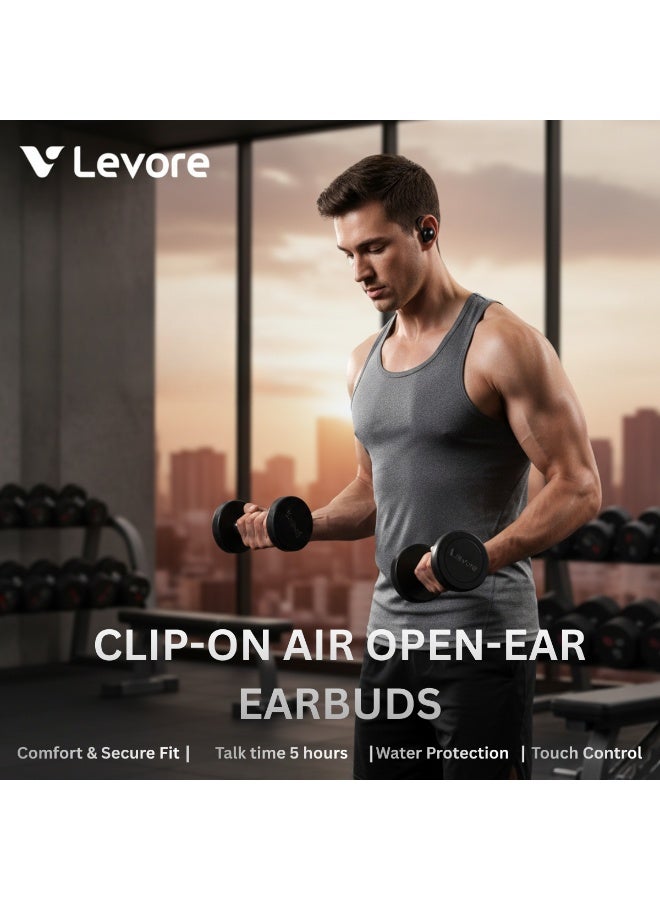 ليفور سماعات أذن لاسلكية بتقنية بلوتوث من LEVORE Clip-On Air OWS LBT204، خفيفة الوزن، مقاومة للعرق، عمر بطارية طويل، صوت عالي الدقة - Image 4